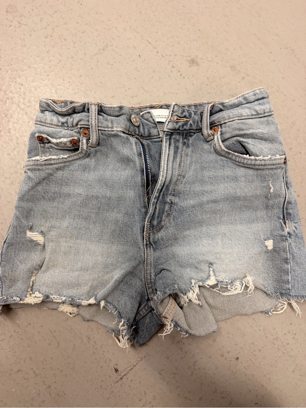 Zara USA 2 Light Blue Distressed Denim Women’s Shorts